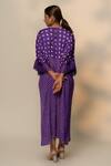 Shop_Dyelogue_Purple Modal, Silk Round Neck Bandhej Pattern Fringed Sleeves Kaftan _Online_at_Aza_Fashions