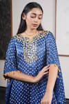 Dyelogue_Blue Silk, Gabardine Mirrors Mumtaz Embroidered Yoke Bandhani With Gharara _at_Aza_Fashions