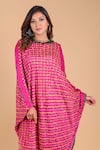 Dyelogue_Pink Gajji Silk Embellished Tassels Triangle Bandhani Print Dress  _Online_at_Aza_Fashions