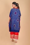 Shop_Dyelogue_Blue Gajji Silk Embellished Bandhani Round Valley Of Flowers Kaftan  _at_Aza_Fashions