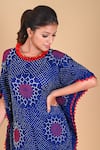 Dyelogue_Blue Gajji Silk Embellished Bandhani Round Valley Of Flowers Kaftan  _Online_at_Aza_Fashions