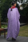 Dyelogue_Purple Modal Silk Embellished Shell Cowl Zigzag Overlap Kaftan Top  _Online_at_Aza_Fashions