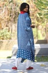 Dyelogue_Blue Modal Silk Printed Tassels Bandhani Flared Sleeve Overlap Top  _Online_at_Aza_Fashions