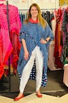 Shop_Dyelogue_Blue Modal Silk Printed Tassels Bandhani Flared Sleeve Overlap Top  _at_Aza_Fashions