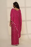 Shop_Dyelogue_Pink Gajji Silk Printed Tassels Bandhani Pre-stitched Cape Saree  _at_Aza_Fashions