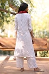 Shop_Dyelogue_White Gajji Silk Printed Bandhani Cowl Asymmetrical Kurta And Pant Set _at_Aza_Fashions