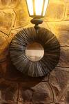 Buy_Amoliconcepts_Black Seagrass, Mirror Glass Woven Round-shaped Decorative_at_Aza_Fashions