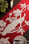 Buy_Amoliconcepts_Red Cotton Acrylic Thread Embroidered Runner_at_Aza_Fashions