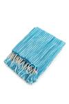 Shop_Amoliconcepts_Blue Cotton Acrylic Thread Embroidered Throw _at_Aza_Fashions