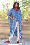 Buy_Dyelogue_Blue Modal Silk Printed Tassels Bandhani Flared Sleeve Overlap Top  _at_Aza_Fashions