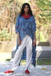 Dyelogue_Blue Modal Silk Printed Tassels Bandhani Flared Sleeve Overlap Top  _at_Aza_Fashions