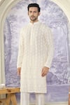 Shop_Kasbah x AZA_White Georgette Embroidered Thread Chikankari Kurta _Online_at_Aza_Fashions