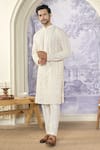 Kasbah x AZA_White Georgette Embroidered Thread Chikankari Kurta _at_Aza_Fashions