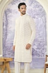 Shop_Kasbah x AZA_White Georgette Embroidered Thread Chikankari Kurta _at_Aza_Fashions