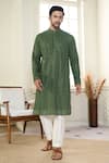 Buy_Kasbah x AZA_Green Georgette Embroidered Thread Chikankari And Sequin Work Kurta 