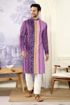 Buy_Kasbah x AZA_Purple Georgette Embroidered Sequin Abstract Print Kurta _at_Aza_Fashions