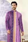 Buy_Kasbah x AZA_Purple Georgette Embroidered Sequin Abstract Print Kurta 