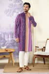 Kasbah x AZA_Purple Georgette Embroidered Sequin Abstract Print Kurta _Online