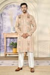 Shop_Kasbah x AZA_Peach Georgette Embroidery Multithread Fleur And Zari Kurta With Pant 