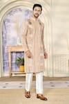 Kasbah x AZA_Peach Georgette Embroidery Multithread Fleur And Zari Kurta With Pant _Online