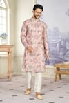 Shop_Kasbah x AZA_Pink Georgette Embroidery Sequin Bloom Kurta With Pant 