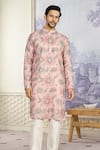 Shop_Kasbah x AZA_Pink Georgette Embroidery Sequin Bloom Kurta With Pant _at_Aza_Fashions