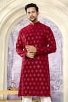 Kasbah x AZA_Maroon Silk Embroidery Chikankari Crescent Kurta With Pant _Online