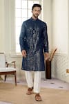 Buy_Kasbah x AZA_Blue Georgette Embroidery Chikankari Jaal Kurta With Pant _at_Aza_Fashions