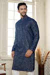 Shop_Kasbah x AZA_Blue Georgette Embroidery Chikankari Jaal Kurta With Pant _Online_at_Aza_Fashions