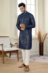 Buy_Kasbah x AZA_Blue Georgette Embroidery Chikankari Jaal Kurta With Pant 