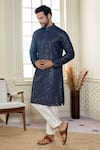 Shop_Kasbah x AZA_Blue Georgette Embroidery Chikankari Jaal Kurta With Pant 