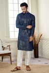 Kasbah x AZA_Blue Georgette Embroidery Chikankari Jaal Kurta With Pant _Online