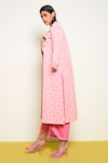 Buy_Pooja Rajgarhia Gupta_Pink Georgette Collared Honeycomb Repeat Print Jacket _Online_at_Aza_Fashions