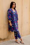 Buy_Gulabo Jaipur_Blue Cotton Embroidery Square Neck Gardenia Kurta With Pant_at_Aza_Fashions