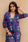 Gulabo Jaipur_Blue Cotton Embroidery Square Neck Gardenia Kurta With Pant_at_Aza_Fashions