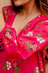 Gulabo Jaipur_Pink Cotton Embroidery Collared Gardenia Flora Kurta With Pant_at_Aza_Fashions