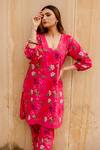 Buy_Gulabo Jaipur_Pink Cotton Embroidery Collared Gardenia Flora Kurta With Pant