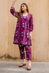Buy_Gulabo Jaipur_Purple Cotton Embroidery Collared Gardenia Fleur Kurta With Pant_at_Aza_Fashions