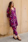 Shop_Gulabo Jaipur_Purple Cotton Embroidery Collared Gardenia Fleur Kurta With Pant_at_Aza_Fashions