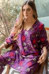 Gulabo Jaipur_Purple Cotton Embroidery Collared Gardenia Fleur Kurta With Pant_Online_at_Aza_Fashions