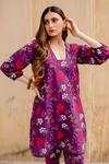 Shop_Gulabo Jaipur_Purple Cotton Embroidery Collared Gardenia Fleur Kurta With Pant