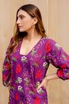 Gulabo Jaipur_Purple Cotton Embroidery Collared Gardenia Fleur Kurta With Pant_Online