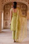 Shop_Gulabo Jaipur_Green Georgette Embroidery, Lace Square Neck Imrat Floral Kadhai Kurta Pant Set_at_Aza_Fashions