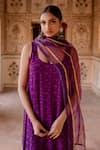 Buy_Gulabo Jaipur_Purple Georgette Embroidery Floral Kadhai Semi Imrat Blossom Kurta Pant Set