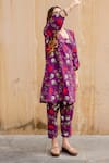Shop_Gulabo Jaipur_Purple Georgette Embroidery Floral Kadhai Semi Imrat Blossom Kurta Pant Set