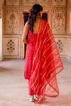 Shop_Gulabo Jaipur_Red Georgette Embroidery Square Neck Imrat Florid Kadhai Kurta Pant Set_at_Aza_Fashions
