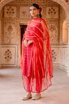 Gulabo Jaipur_Red Georgette Embroidery Square Neck Imrat Florid Kadhai Kurta Pant Set_Online_at_Aza_Fashions