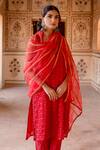 Buy_Gulabo Jaipur_Red Georgette Embroidery Square Neck Imrat Florid Kadhai Kurta Pant Set_Online_at_Aza_Fashions