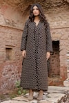Buy_Gulabo Jaipur_Black Cotton Print Fleur V Neck Kamya Handblock Quilted Coat With Dress_at_Aza_Fashions