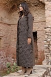 Gulabo Jaipur_Black Cotton Print Fleur V Neck Kamya Handblock Quilted Coat With Dress_at_Aza_Fashions